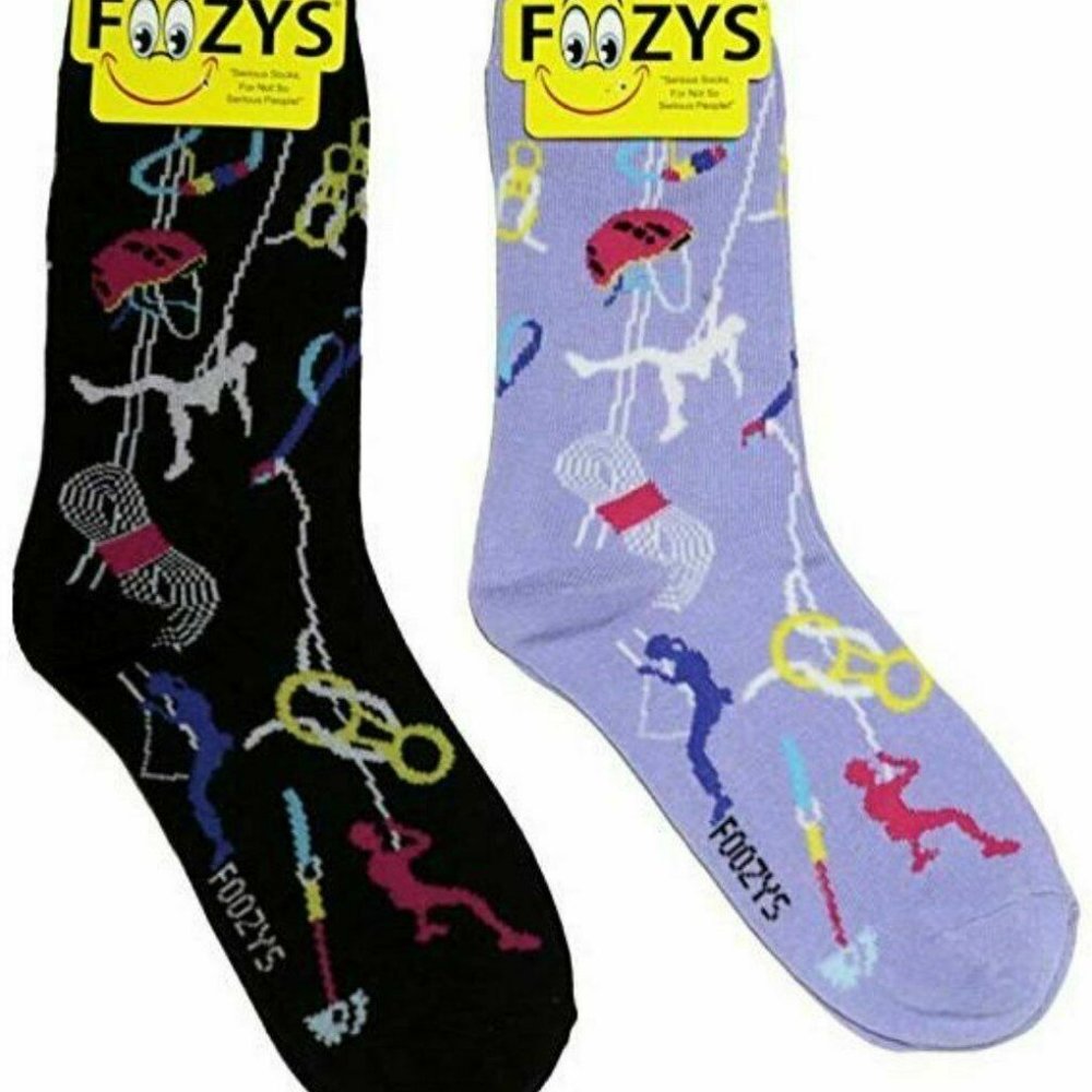 Rock Climbing Sports Climb Walls Bouldering Rope Fun Foozys Socks 2 Pair Women's - Picture 4 of 4